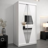 Product photograph of Beloit Mirrored Wardrobe 2 Sliding Doors 100cm In White from Furniture in Fashion