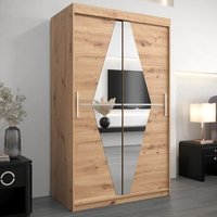 Product photograph of Beloit Mirrored Wardrobe 2 Sliding Doors 120cm In Artisan Oak from Furniture in Fashion