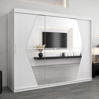 Product photograph of Beloit Mirrored Wardrobe 3 Sliding Doors 250cm In White from Furniture in Fashion