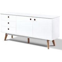 Product photograph of Benecia Wooden Sideboard With 2 Doors And 3 Drawers In White from Furniture in Fashion