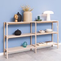 Product photograph of Benson Wide Wooden Bookcase With 4 Shelves In White Oak from Furniture in Fashion