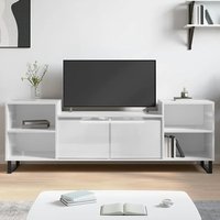 Product photograph of Bergen High Gloss Tv Stand With 2 Doors 2 Shelves In White from Furniture in Fashion