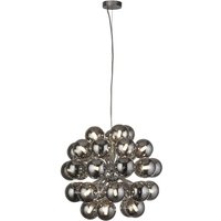 Product photograph of Berry 27 Lights Smoked Glass Ceiling Pendant Light In Chrome from Furniture in Fashion