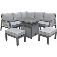 Product photograph of Bessie Glass Top Garden Corner Dining Set In Grey from Furniture in Fashion