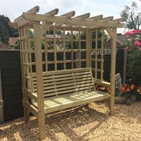 Product photograph of Betovan Large Wooden Garden Seating Shelter In Natural from Furniture in Fashion