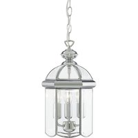Product photograph of Bevelled 3 Lights Glass Lantern Pendant Light In Chrome from Furniture in Fashion