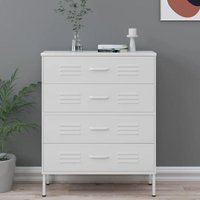Product photograph of Bodmin Steel Chest Of 4 Drawers In White from Furniture in Fashion