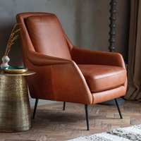 Product photograph of Bossier Leather Armchair With Matt Black Legs In Brown from Furniture in Fashion