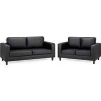 Product photograph of Boston Leather 3 2 Seater Sofa Set In Black from Furniture in Fashion