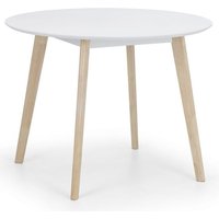 Product photograph of Calah Round Wooden Dining Table In White With Oak Legs from Furniture in Fashion