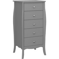 Product photograph of Braque Narrow Wooden Chest Of 5 Drawers In Grey from Furniture in Fashion