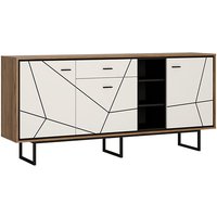 Product photograph of Brecon Wooden Wide Sideboard In Walnut And White High Gloss from Furniture in Fashion