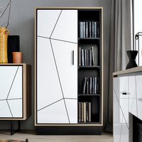 Product photograph of Brecon Wooden Bookcase In Walnut And White High Gloss from Furniture in Fashion