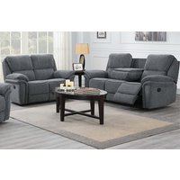 Product photograph of Brela Manual Recliner Fabric 3 2 Sofa Set In Dark Grey from Furniture in Fashion
