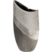 Product photograph of Bridgetown Ceramic Large Deco Vase In Grey And Silver from Furniture in Fashion