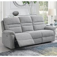 Product photograph of Brielle Fabric Electric Recliner 3 Seater Sofa In Grey from Furniture in Fashion