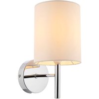 Product photograph of Brio White Fabric Wall Light In Polished Chrome from Furniture in Fashion