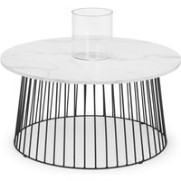 Product photograph of Basma Round Wooden Coffee Table In White Marble Effect from Furniture in Fashion