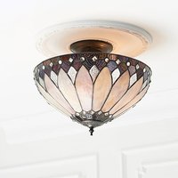 Product photograph of Brooklyn Tiffany Glass Semi Flush Ceiling Light In Dark Bronze from Furniture in Fashion