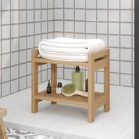 Product photograph of Brussels Wooden Bathroom Side Table In Teak from Furniture in Fashion