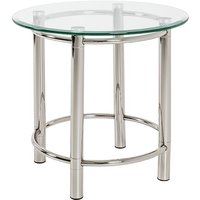 Product photograph of Buckeye Round Clear Glass Side Table With Chrome Legs from Furniture in Fashion
