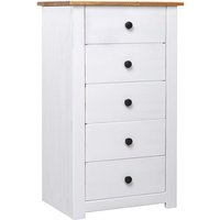 Product photograph of Bury Wooden Chest Of 5 Drawers Tall In White And Brown from Furniture in Fashion