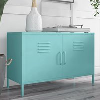 Product photograph of Cerritos Metal Wide Storage Cabinet With 2 Doors In Spearmint from Furniture in Fashion