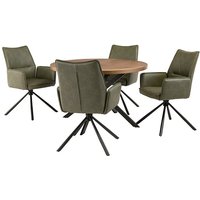 Product photograph of Cadott Wooden Dining Table Round With 4 Galena Green Chairs from Furniture in Fashion
