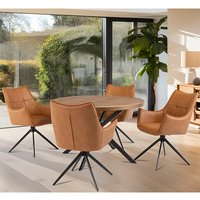 Product photograph of Cadott Wooden Dining Table Round With 4 Vernon Tan Chairs from Furniture in Fashion