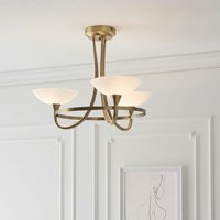 Product photograph of Cagney 3 Light White Glass Shade Flush Light In Antique Brass from Furniture in Fashion