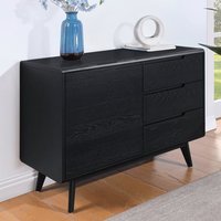 Product photograph of Cairo Wooden Sideboard With 1 Door 3 Drawers In Black from Furniture in Fashion