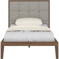 Product photograph of Cais Single Bed In Walnut With Natural Fabric Headboard from Furniture in Fashion