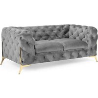 Product photograph of Cala Plush Velvet 2 Seater Sofa In Grey from Furniture in Fashion