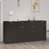 Product photograph of Calhoun Wooden Sideboard With 4 Doors 2 Drawers In Black from Furniture in Fashion
