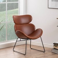 Product photograph of Camrose Leather Lounge Chair In Brown from Furniture in Fashion