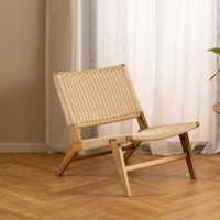 Product photograph of Camrose Weaved Pattern Lounge Chair In Off White from Furniture in Fashion