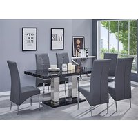 Product photograph of Candice Milano Marble Effect Dining Table 6 Vesta Grey Chairs from Furniture in Fashion