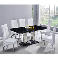 Product photograph of Candice Milano Marble Effect Dining Table 6 Vesta White Chairs from Furniture in Fashion