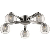 Product photograph of Cannonbury 5 Light Clear Glass Shade Flush Light In Chrome from Furniture in Fashion