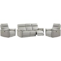 Product photograph of Canton Electric Recliner Leather 3 1 1 Sofa Suite In Light Grey from Furniture in Fashion