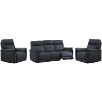 Product photograph of Canton Electric Recliner Leather 3 1 1 Sofa Suite In Navy from Furniture in Fashion