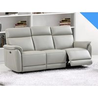 Product photograph of Canton Electric Recliner Leather 3 Seater Sofa In Light Grey from Furniture in Fashion