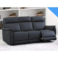 Product photograph of Canton Electric Recliner Leather 3 Seater Sofa In Navy from Furniture in Fashion