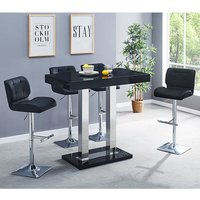 Product photograph of Caprice Black High Gloss Bar Table 4 Candid Black Stools from Furniture in Fashion