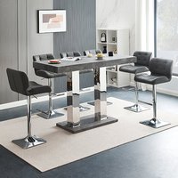 Product photograph of Caprice Large Concrete Effect Bar Table 6 Candid Grey Stools from Furniture in Fashion