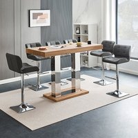 Product photograph of Caprice Large Oak Effect Bar Table With 6 Candid Grey Stools from Furniture in Fashion