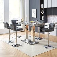 Product photograph of Caprice Large Melange Effect Bar Table 6 Candid Grey Stools from Furniture in Fashion