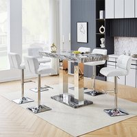 Product photograph of Caprice Large Melange Effect Bar Table 6 Candid White Stools from Furniture in Fashion