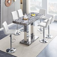 Product photograph of Caprice Large Melange Effect Bar Table 6 Ripple White Stools from Furniture in Fashion