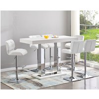 Product photograph of Caprice Large White Gloss Bar Table 6 Candid White Stools from Furniture in Fashion